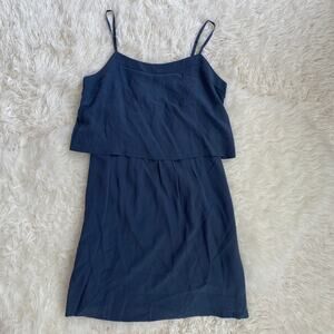 Madewell Slate Blue Silk Overlay Cami Dress, size 2